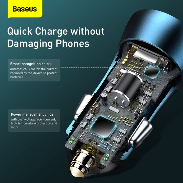 Baseus Golden Contactor Pro Dual Quick USB and Type C 40W Car Charger