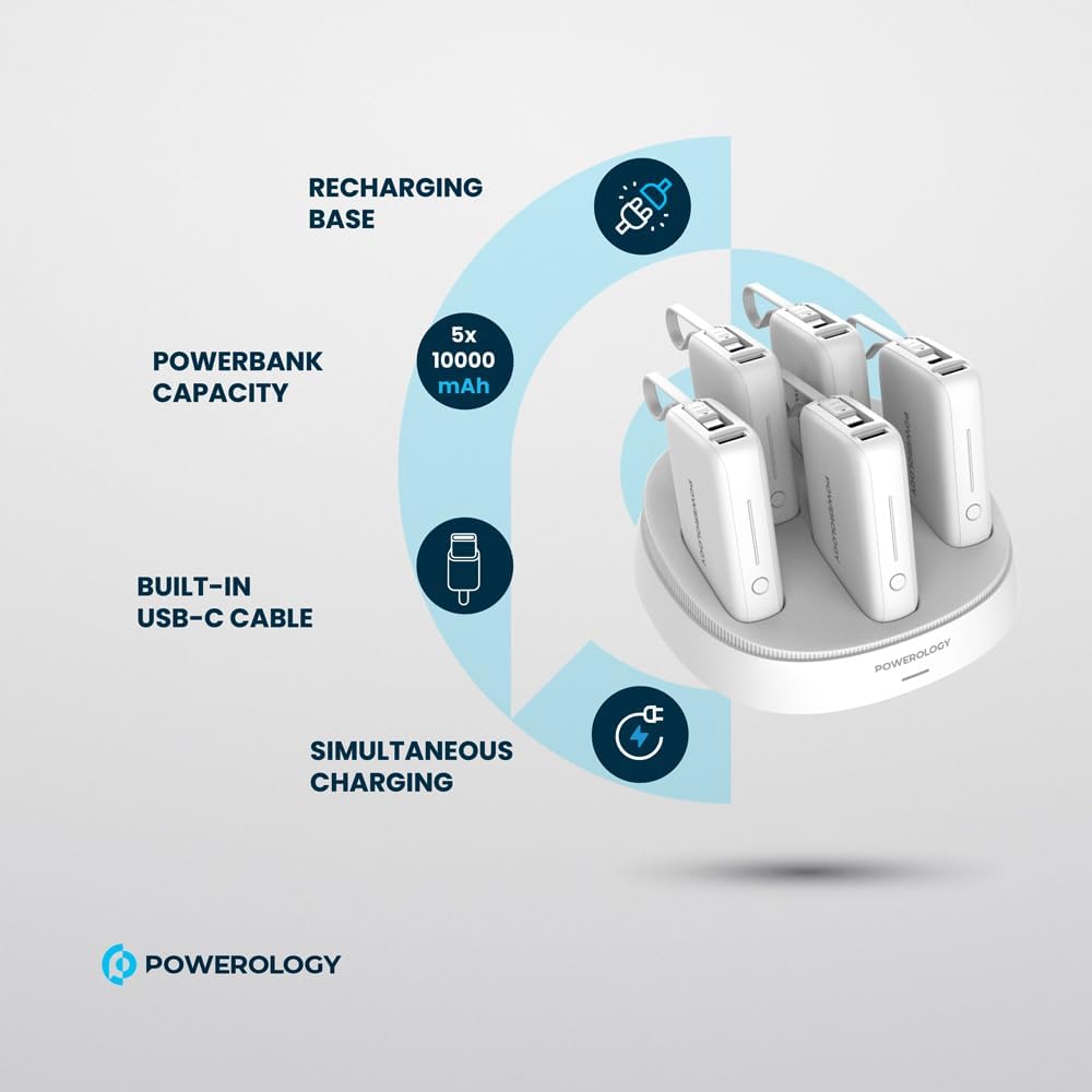 Powerology 5 in 1 10000mAh Power Bank Station PD
