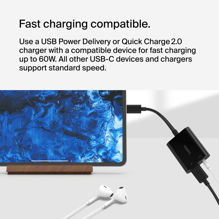 Belkin 3.5mm Audio + USB-C Charge Adapter