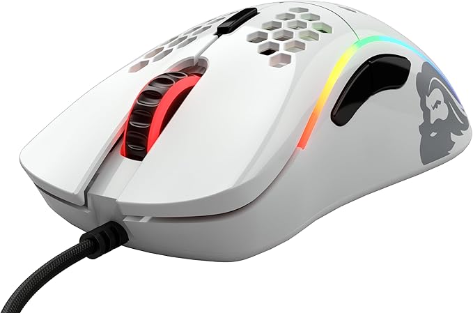 Glorious Gaming Model D Wired Gaming Mouse - 68g Superlight Honeycomb Design GD-WHITE -Glossy White