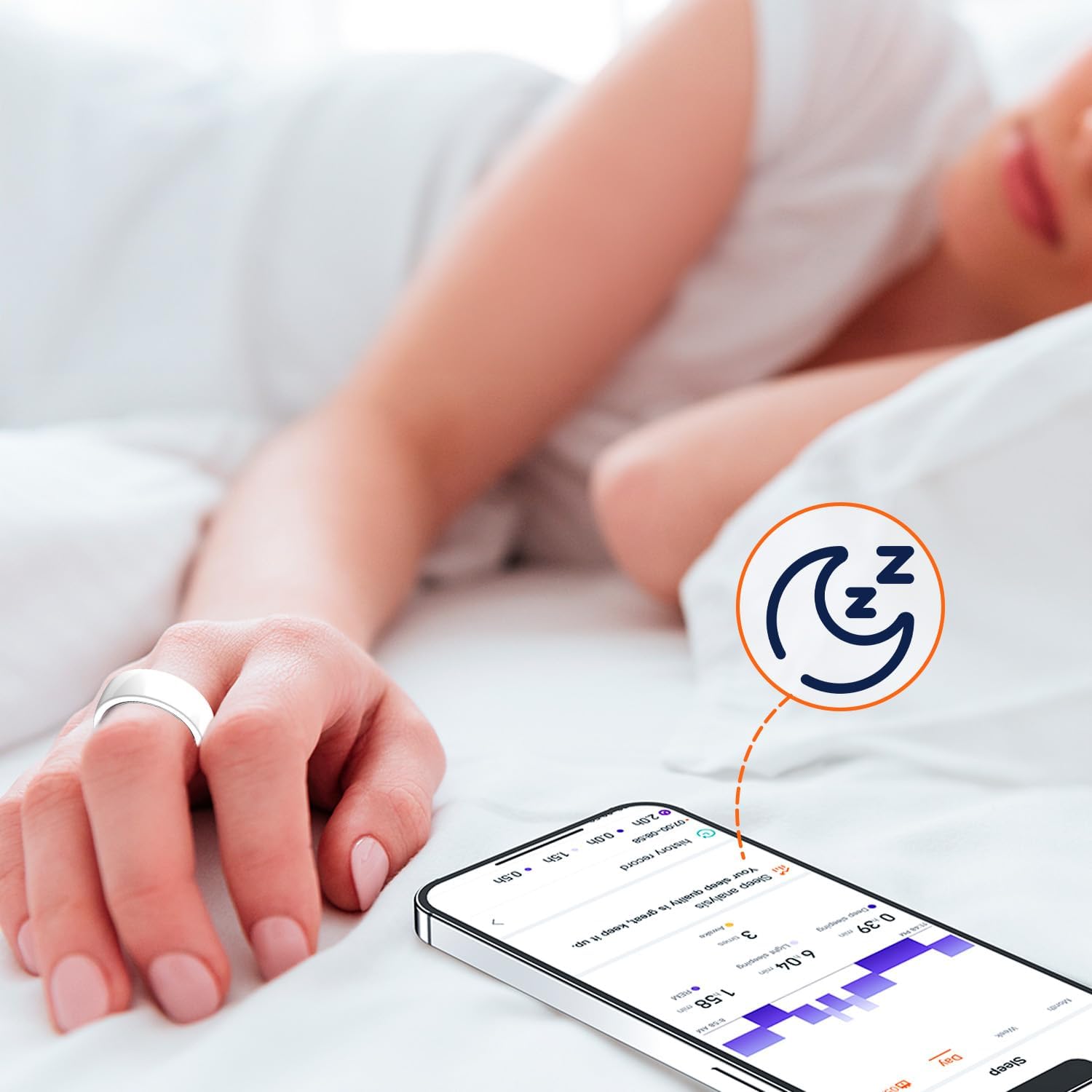 Riversong Smart Ring with Nano Ceramic Design, 24/7 Heart Rate & Sleep Monitor-Black