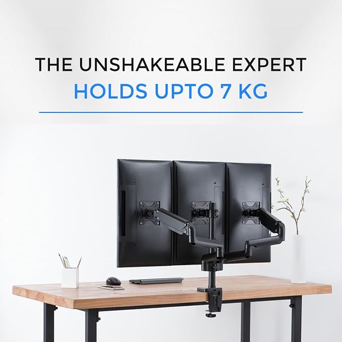 Twisted Minds TM 26 C018P Triple Monitor Arm – Pole-Mounted Aluminum Gas Spring Stand for 17”–27”