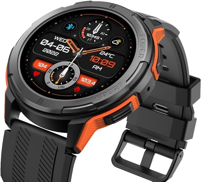 RIVERSONG Motive 8C AMOLED Bluetooth Calling Smart Watch, 1.43” Display, 24/7 Health Monitoring-Black