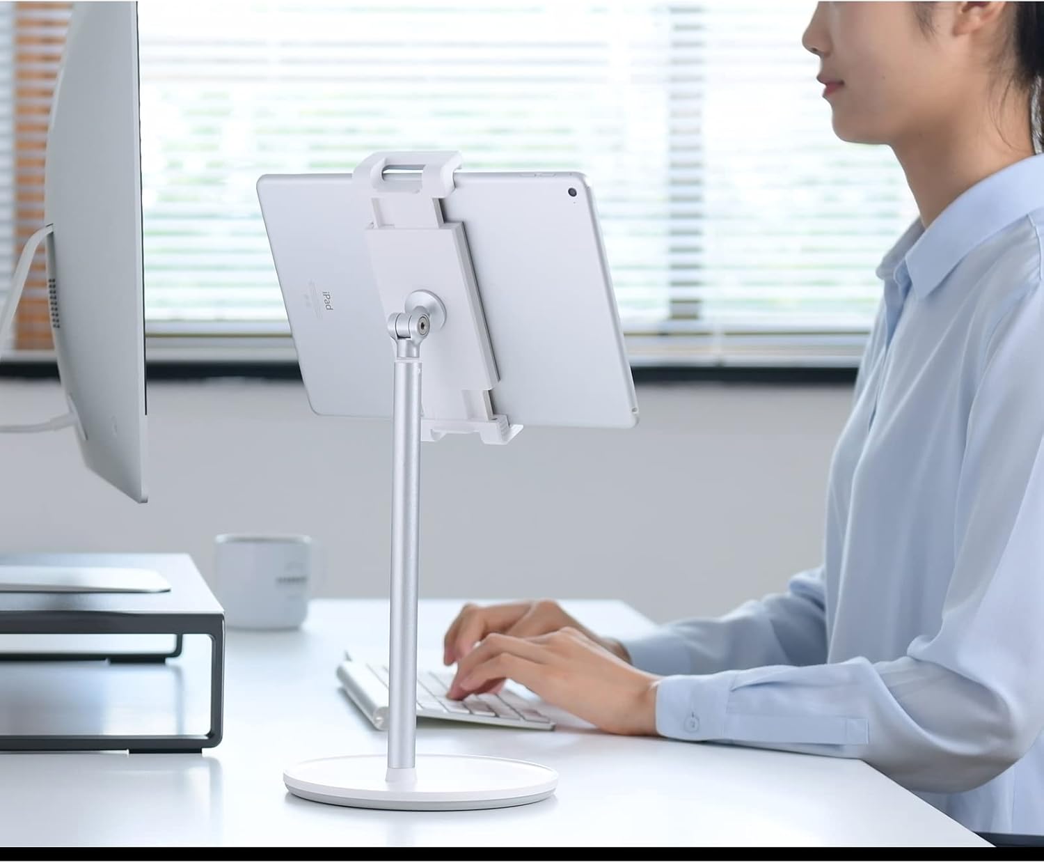 Upergo Angle/Height Adjustable Aluminum Alloy Desktop, Tablet & Phone Holder, Bracket Stand -Silver -  AP-4H