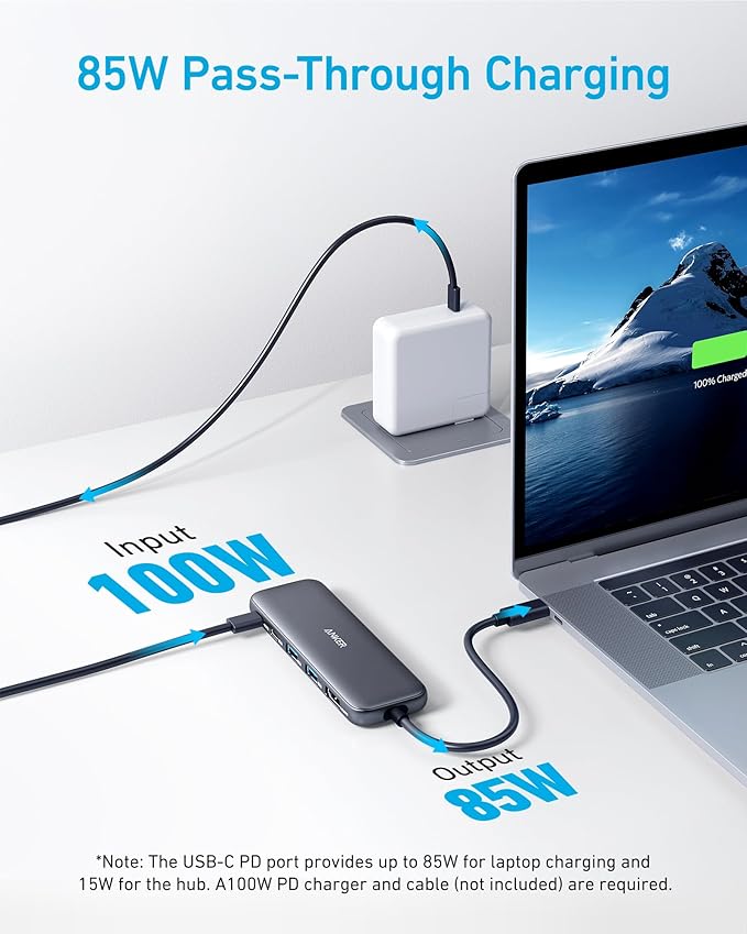 Anker USB C Hub 5-in-1 USBC to HDMI Splitter with 4K Display-A8355H11