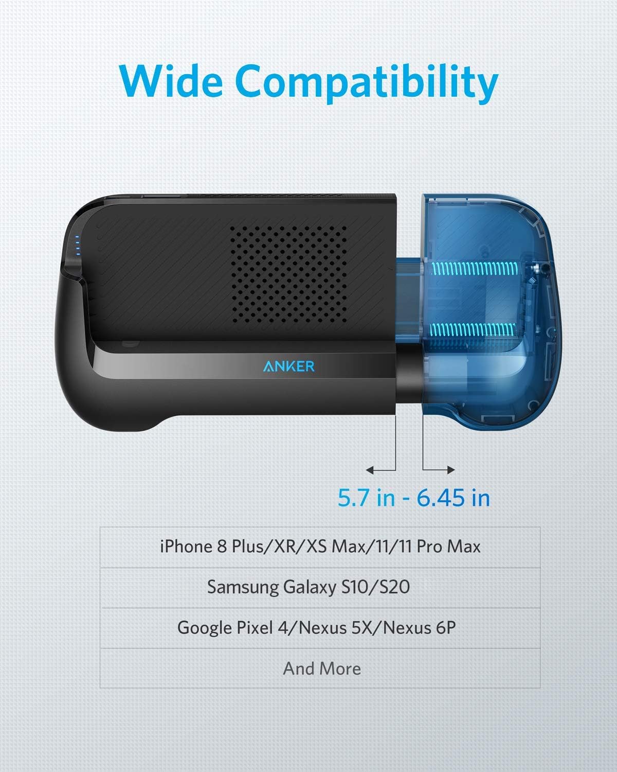 Anker PowerCore Play 6K Mobile Game Controller with 6700mAh Power Bank and Radiator Gamepad for iOS Android Phone