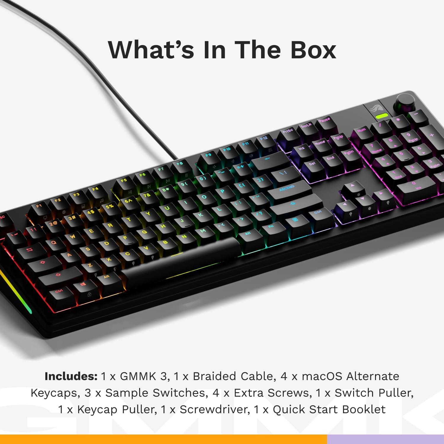 Glorious Gaming - GMMK 3 Custom Mechanical Gaming Keyboard with Knob, 100% Keyboard Full Size Arabic -Black