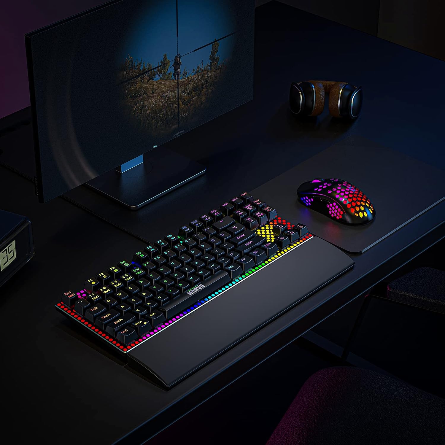 Marvo Honeycomb Gaming RGB Mechanical Keyboard & Mouse Combo, Wired Gaming Keyboard CM373