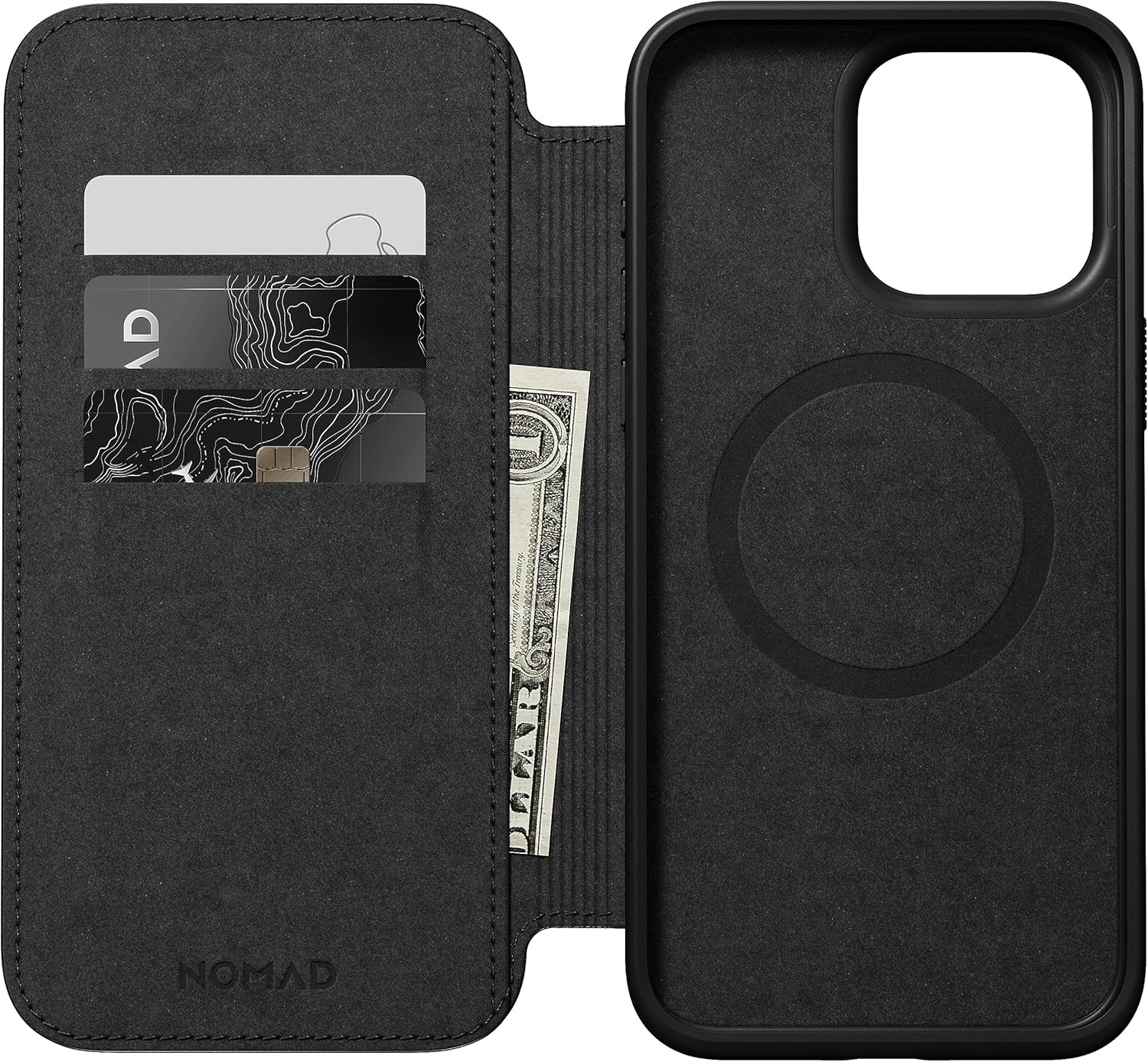 Nomad Modern Leather Folio Cover, - iPhone 15 Pro Max -NM01632085-Black