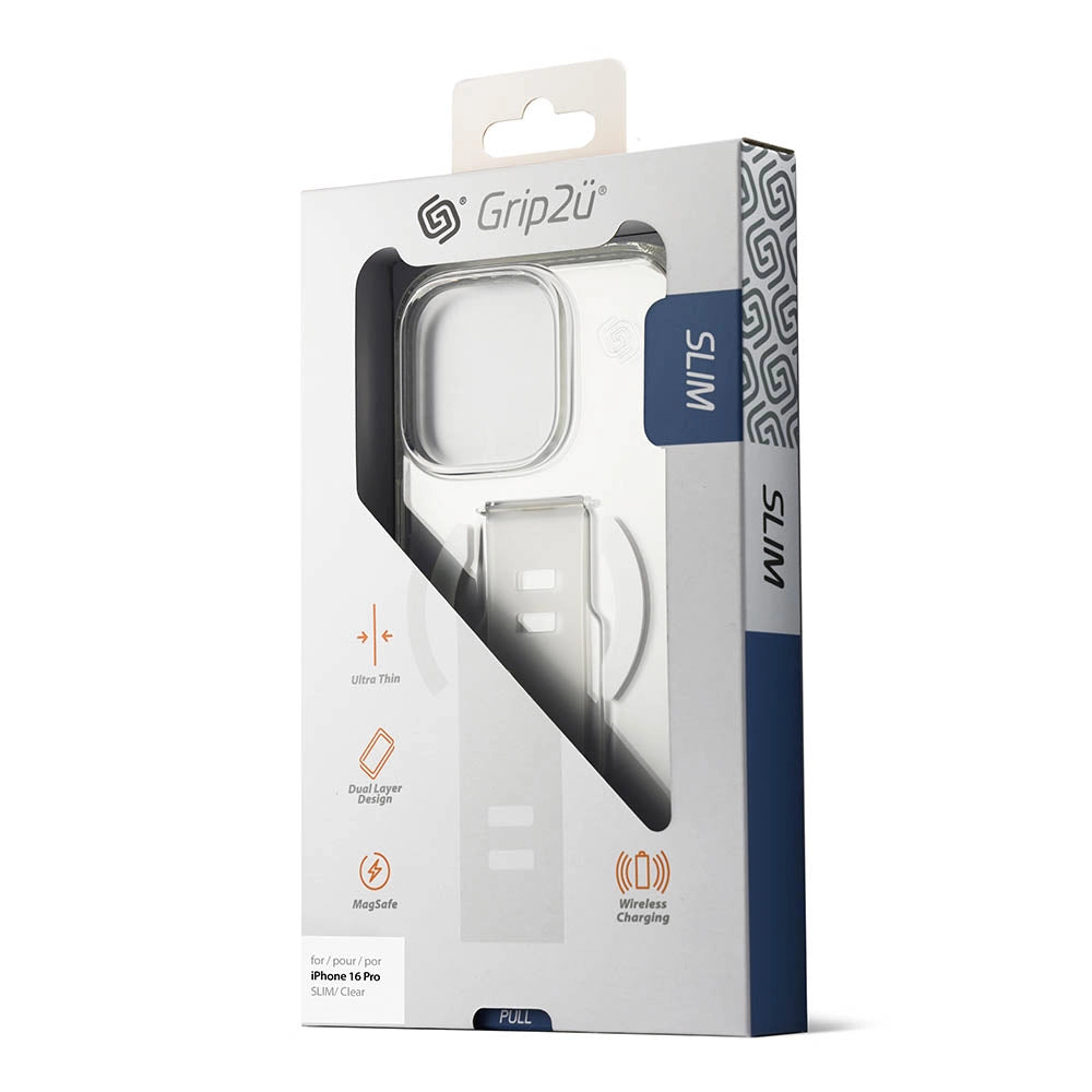 Grip2U Slim iPhone 16 Pro Magsafe Grip Case - Clear
