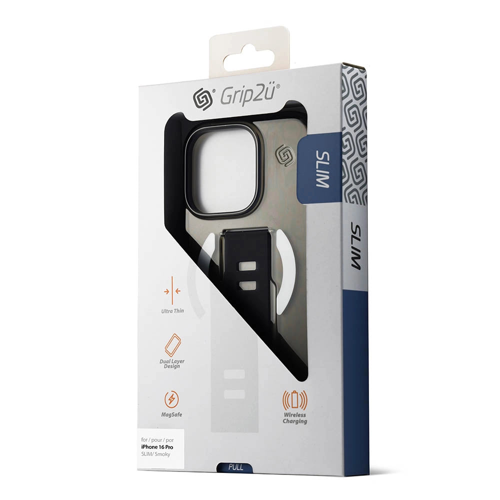Grip2U Slim iPhone 16 Pro Magsafe Grip Case - Smoky
