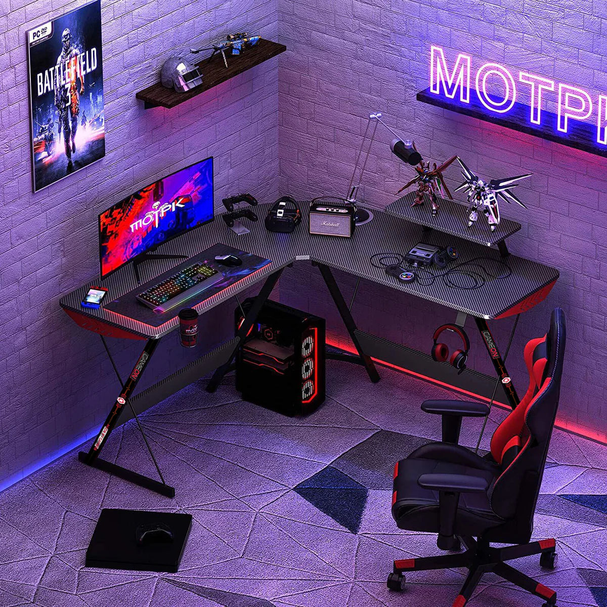 Gameon L-Shaped Slayer I Series Gaming Desk