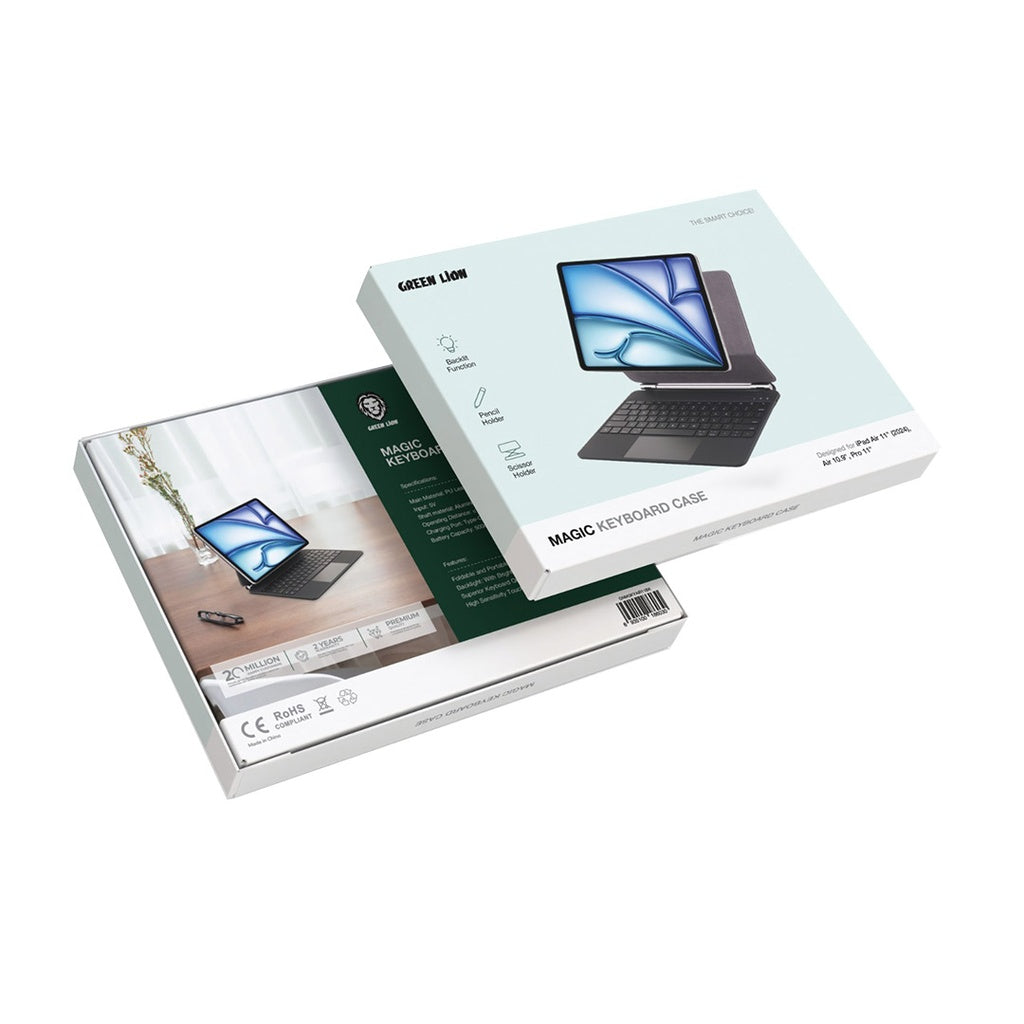 Green Lion Magic Keyboard Case for iPad Air 11 (2024/2025) Pro 11 (4th/3rd/2nd/1st Gen) Air 10.9 (5th/4th/Gen)