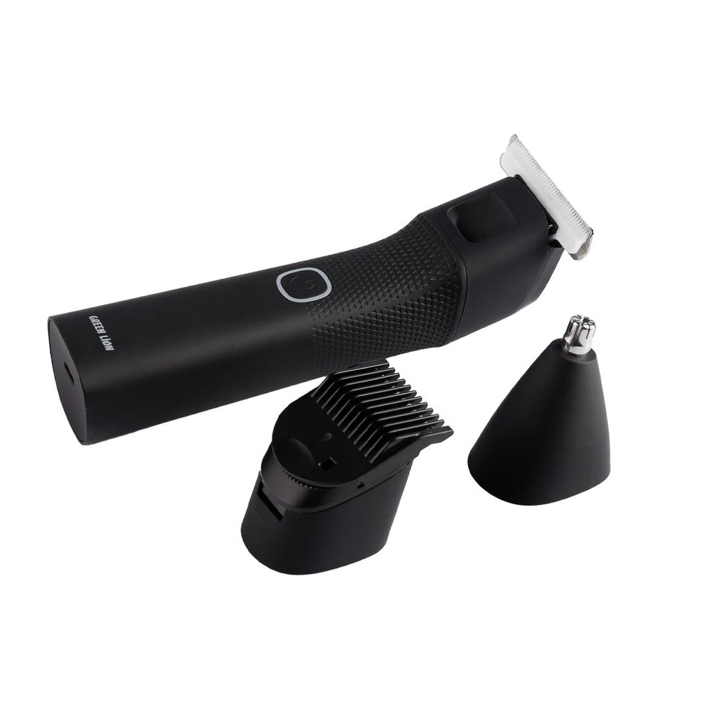 Green Lion 3-in-1 Body Trimmer with 3 Detachable Heads, 7000RPM-Black