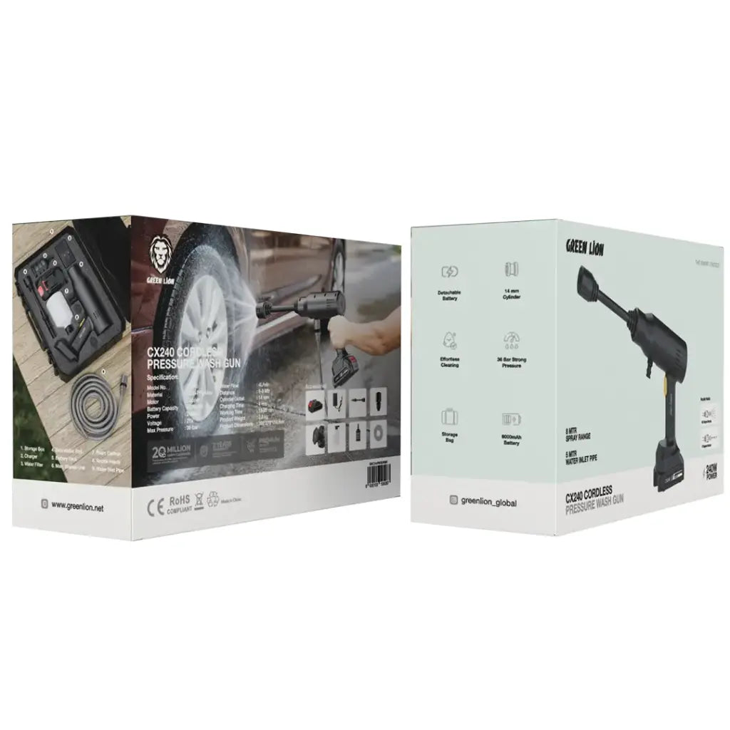 Green Lion CX240 Cordless Pressure Wash Gun - Black