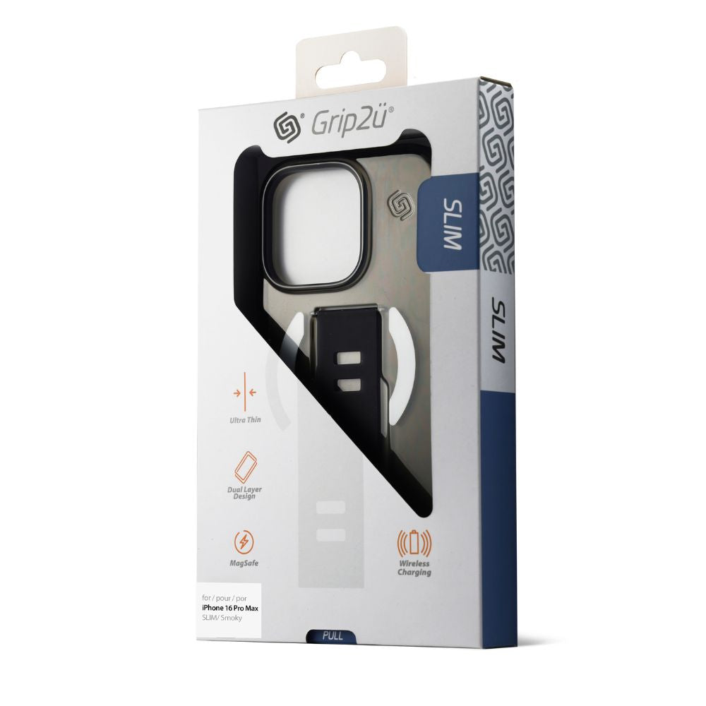 Grip2U Slim iPhone 16 Pro Max Magsafe Grip Case - Smoky