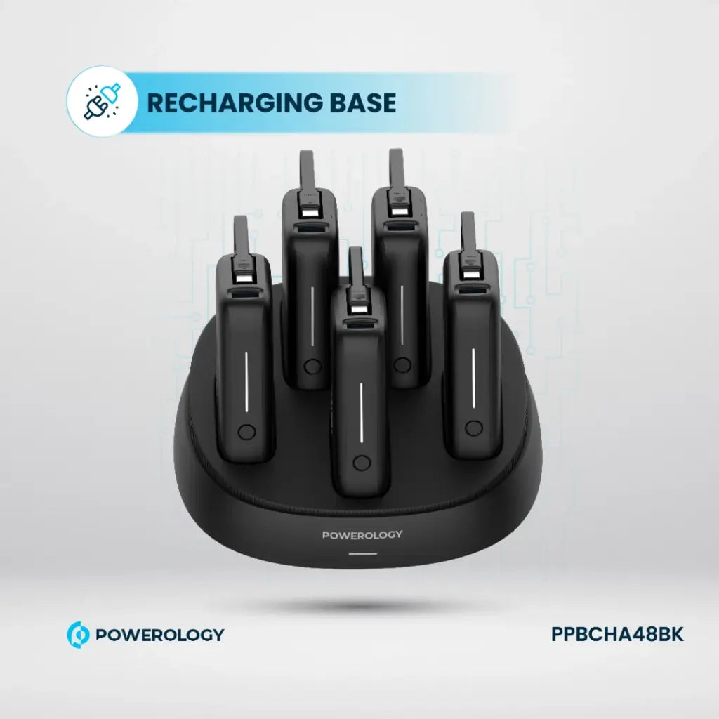 Powerology 5 in 1 10000mAh Power Bank Station PD-Black