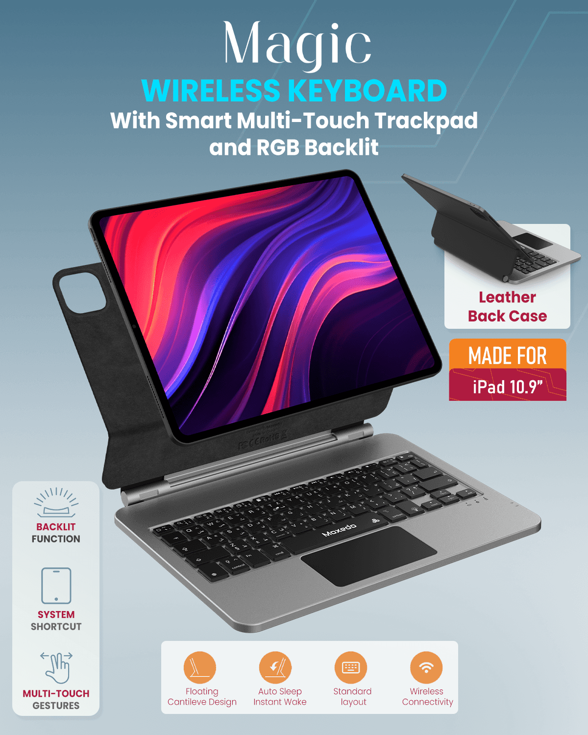 Moxedo iPad Magic Wireless Keyboard 10.9(2024) / iPad 11 Pro
