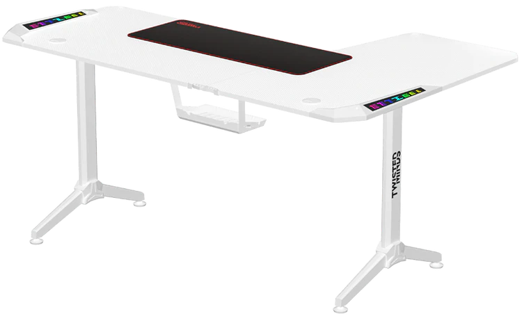 Twisted Minds WARRIOR L Shaped Gaming Desk RGB Left White - TM-Y-LW-RGB