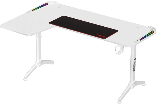 Twisted Minds WARRIOR L Shaped Gaming Desk RGB Left White - TM-Y-LW-RGB