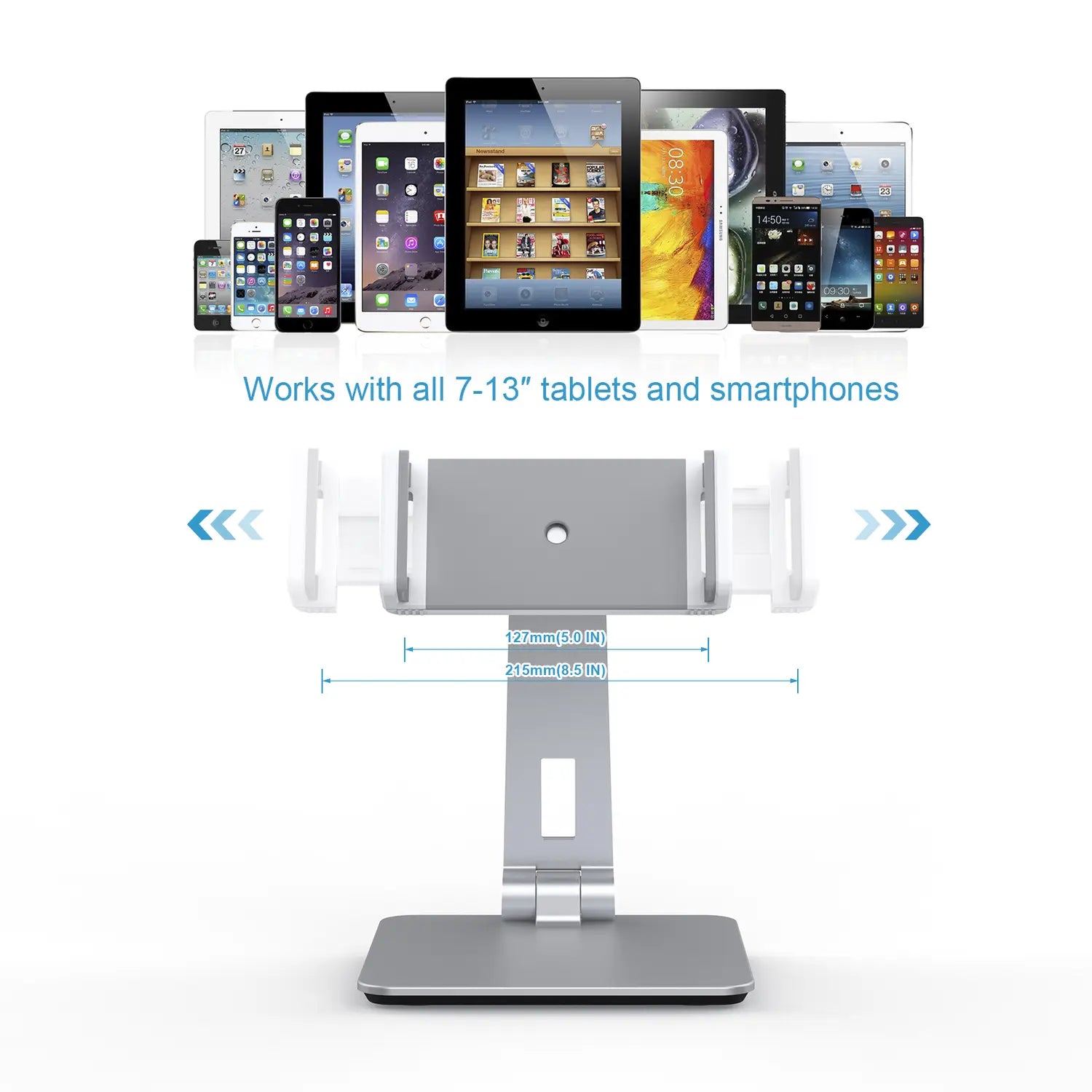 Upergo AP-7XN Aluminum Alloy Adjustable Phone And Tablet Stand - Silver