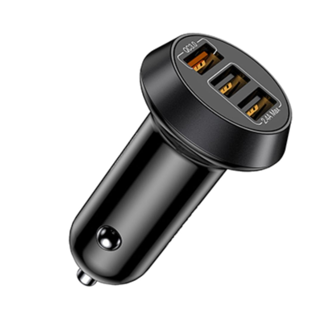 Platinum Smart Series Car Charger QC + 3in1 Cable - Black