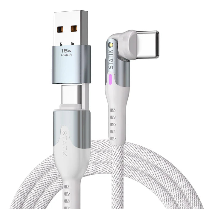STATIK PowerPivot Pro 90 Degree Cable Fast Charging Cable White - 2m