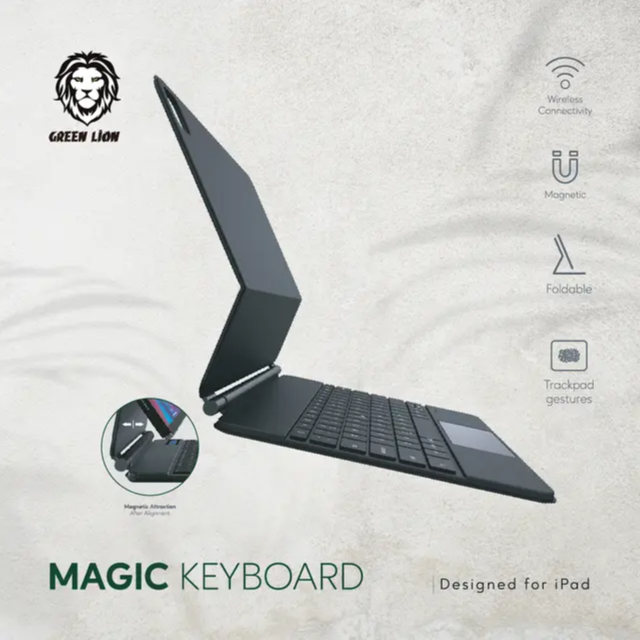 Green LION WIRELESS Magic Keyboard For Ipad 10.9/11 Inch / Arabic & English