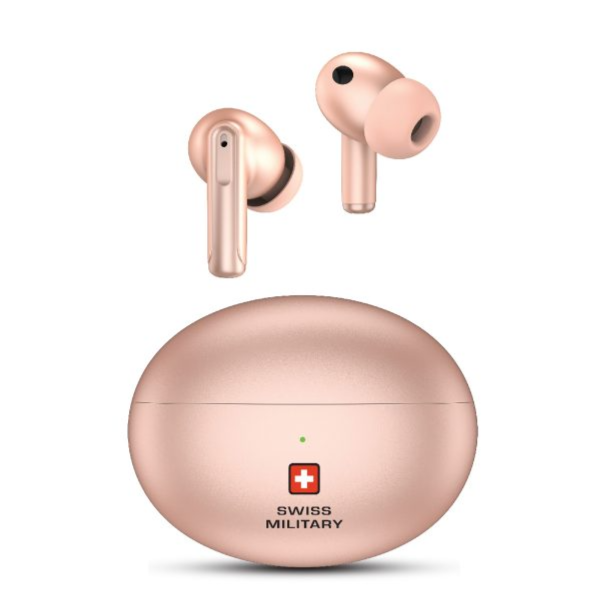 Swiss Military Victor3 Truly Wireless Bluetooth Active Noise Cancelling In-Ear Earbuds With Charging Case Pink