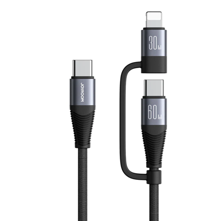 JOYROOM A37-60W PD 2-in-1 Fast Charging Data Cable (Type-C to Type-C/Type-C to Lightning 1.2m-Black