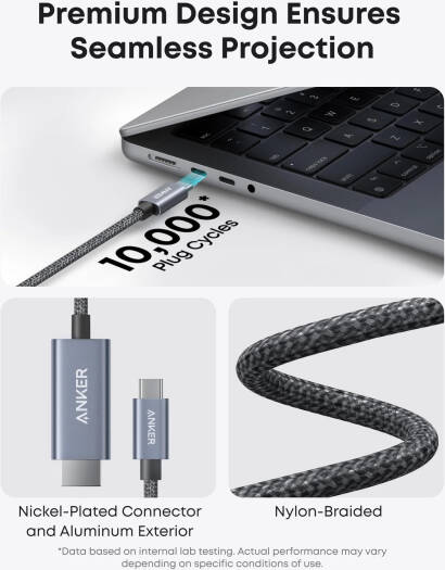 Anker Nano USB-C to HDMI Cable 6ft | Supports Up To 4K @ 60Hz | A87E0H12|
