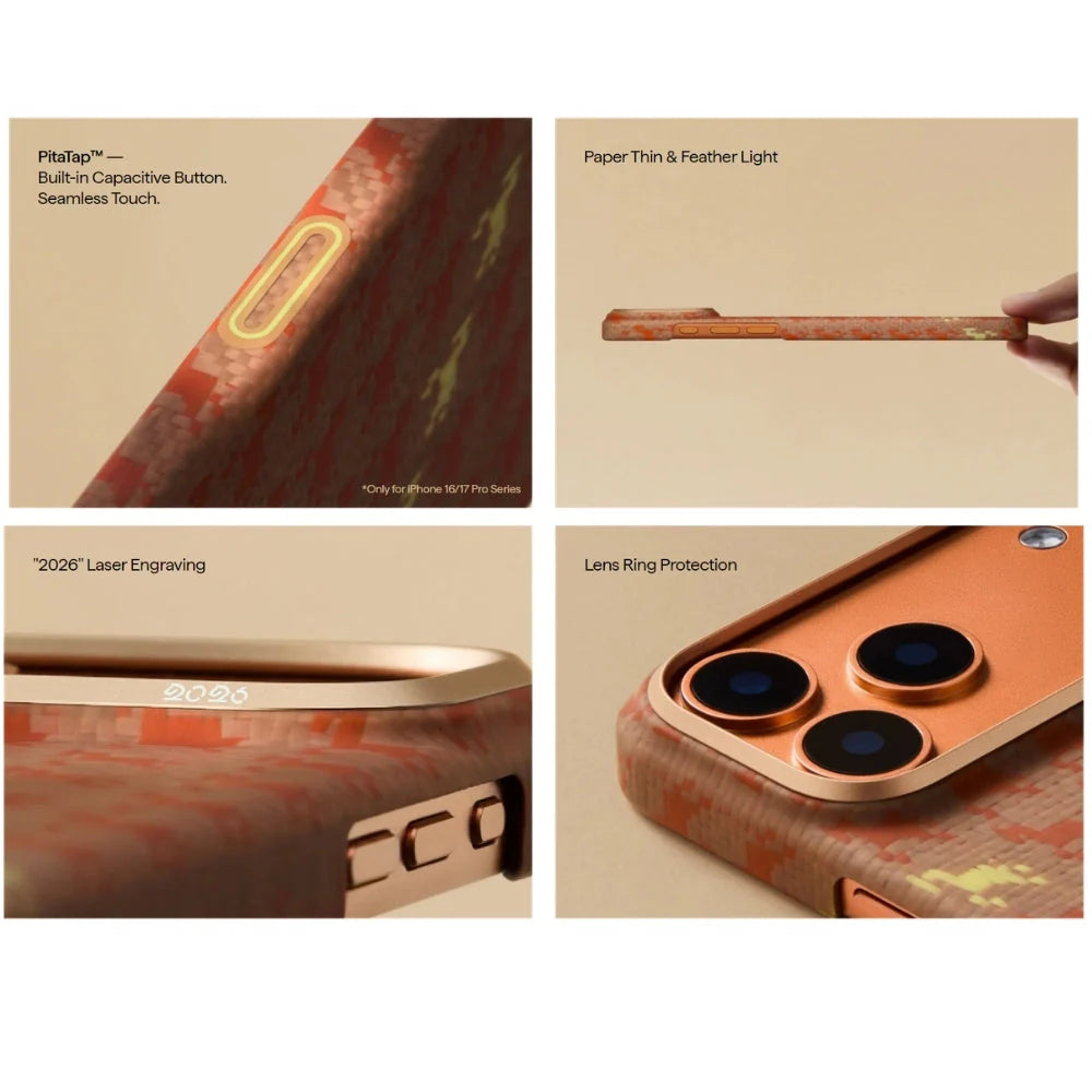 Pitaka iPhone 17 Pro Case - Happiness Rides-Amber
