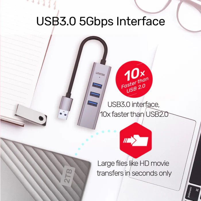 Unitek 4-in-1 Ethernet Hub - Y3088B