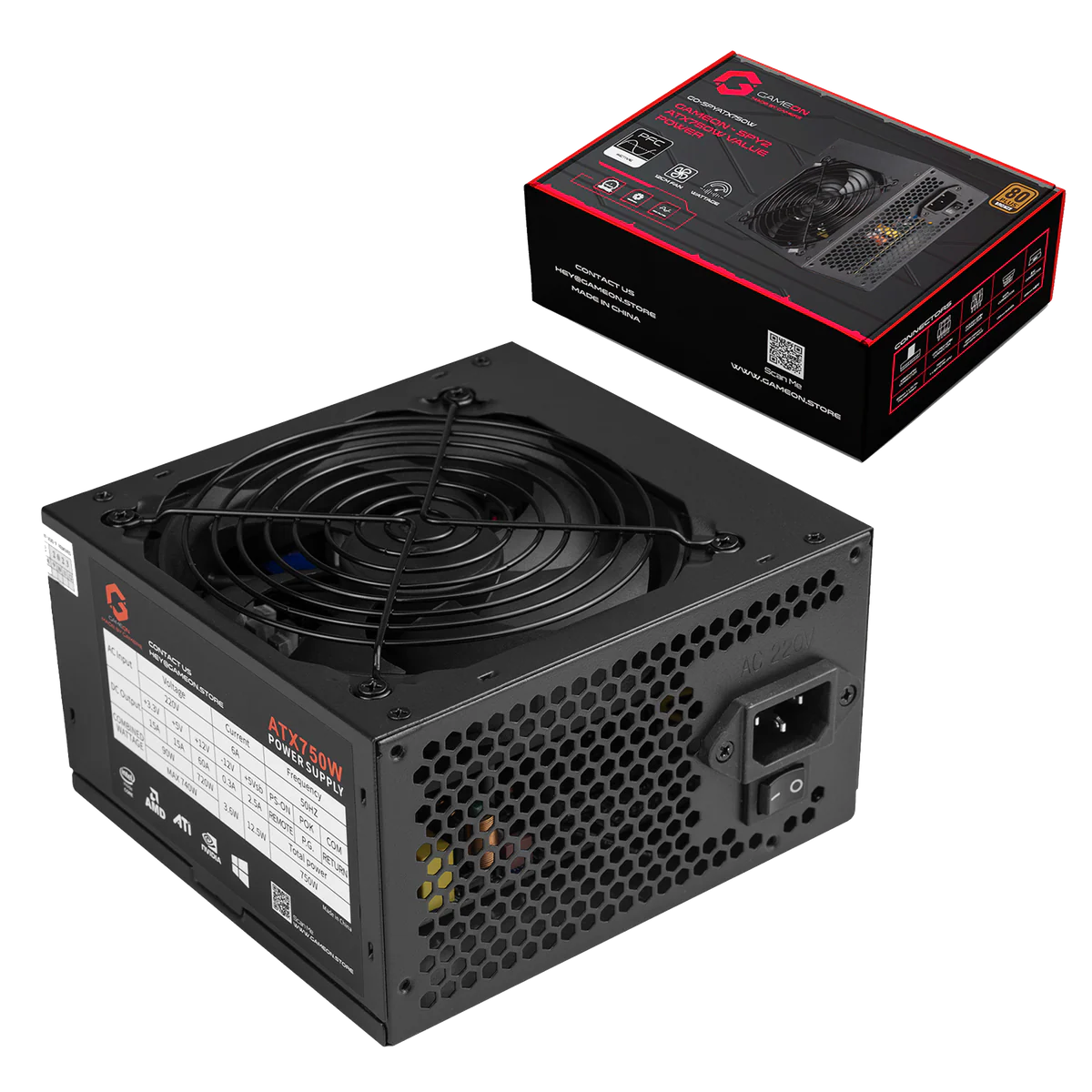 GAMEON - SPY2 ATX 750 WATTS 80 PLUS BRONZE Value Gaming Power Supply