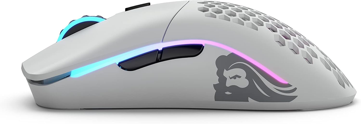 Glorious Model O Minus Wireless RGB Optical Gaming Mouse, Matte White | GLO-MS-OMW-MW