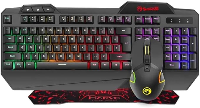 Marvo 3-in-1 RGB Gaming Keyboard Mouse Pad Combo Set CM306 Black