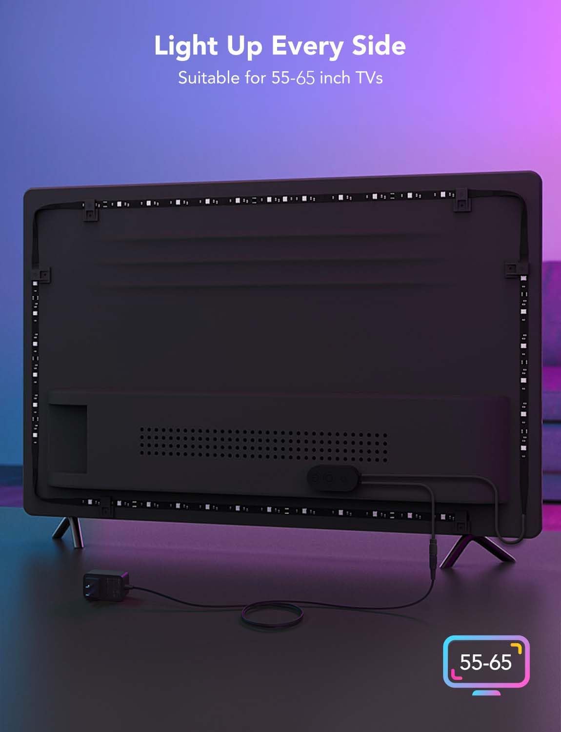 Govee TV LED Backlight, RGBIC Smart LED Strip Lights for 55-65 inch TVs