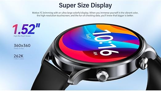 Riversong Motive 7C Calling Smart Watch, 1.52 Inch Display-Black