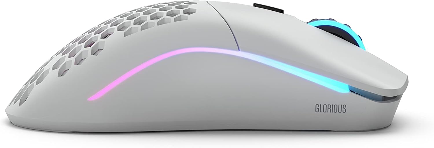 Glorious Model O Minus Wireless RGB Optical Gaming Mouse, Matte White | GLO-MS-OMW-MW
