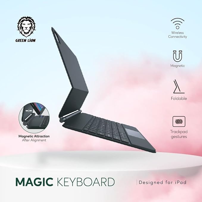 Green Lion Wireless Magic Keyboard For Ipad 10th gen,11 A16(2025)Arabic & English