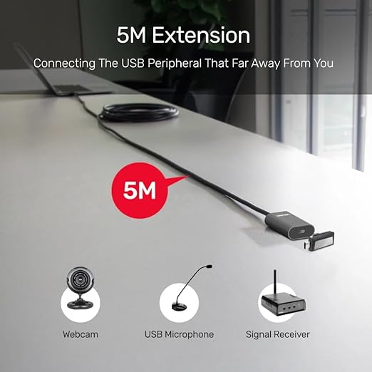 Unitek USB 3.1 Gen1 Type-C Active Extension Cable,5Gbps,5m, Gray-U305A