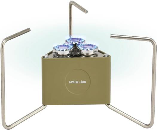 Green Lion 3-Burner Foldable Camping Stove - Khaki