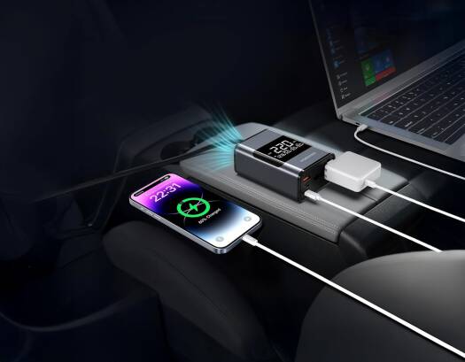 Porodo Universal Car Power Inverter 200W,Car Charger AC Output, Voltage Monitor