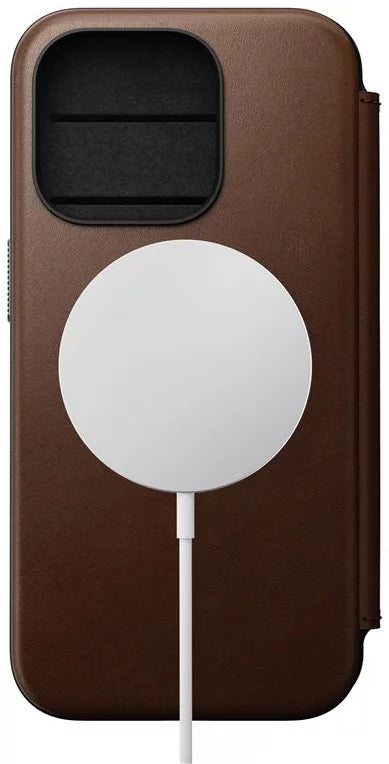 Nomad Modern Leather Folio Cover, - iPhone 15 Pro -NM01628385-brown