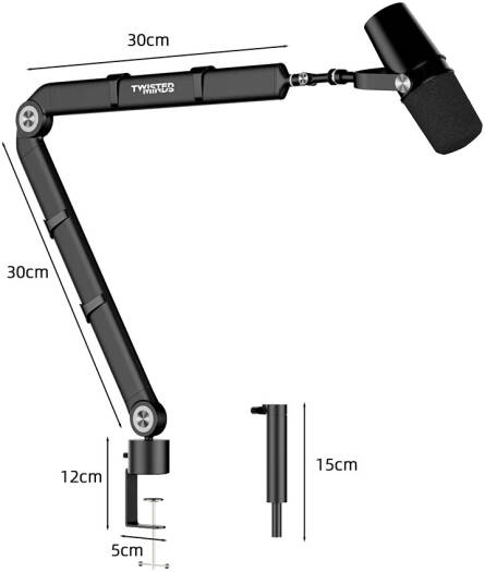 Twisted Minds Neo I Standard Series Pole Microphone Arm, 360° Black | TM-N201-SP