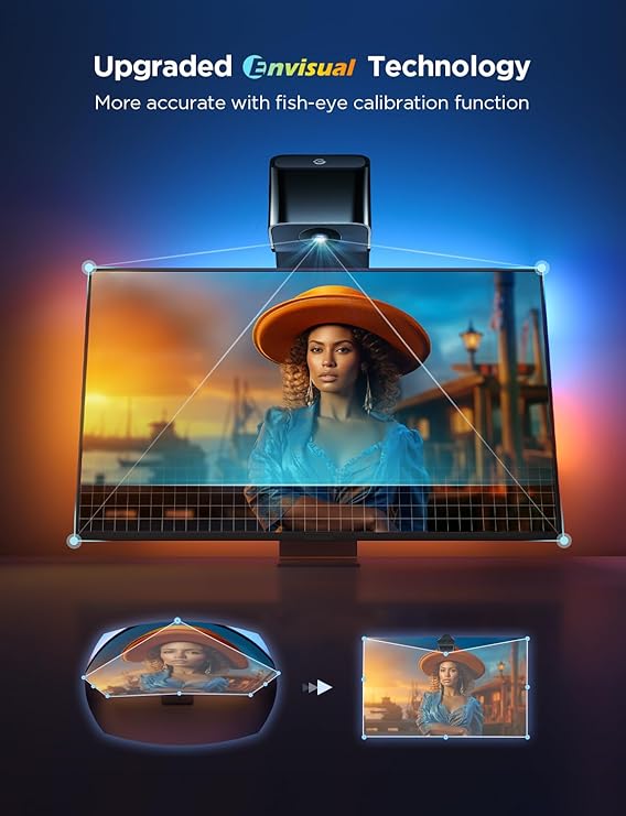 Govee TV Backlight 3 Lite with Fish-Eye Correction Function Sync to 55-65 Inch TVs, , Voice and APP Control, Adapter