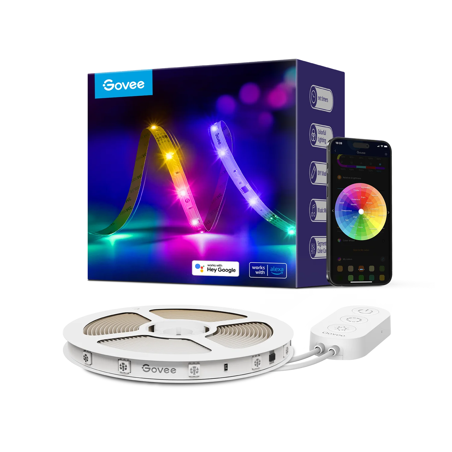 Govee RGBIC Basic Wi-Fi + Bluetooth LED Strip Lights 16.4ft - H618A