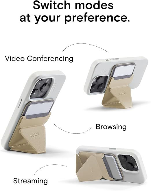 MOFT Magnetic Wallet Stand  Angle Adjustment & Magsafe Compatible Phone Stand-MS007MP-1-ME-ETBG - Earthen Beige