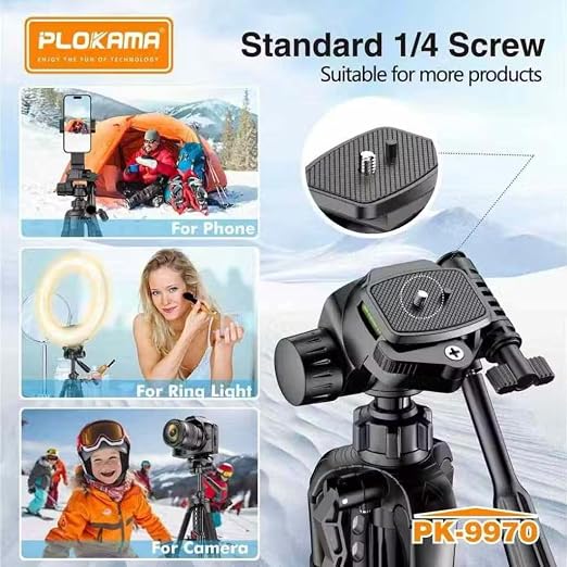 PLOKAMA 180CM Tall, 360° Rotating Tripod with Bluetooth Remote | PK-9970