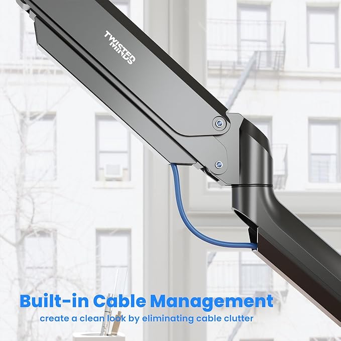 Twisted Minds TM-26-C06 Single Monitor Arm – Premium Aluminum Gas Spring Mount for 17”–32” Screens
